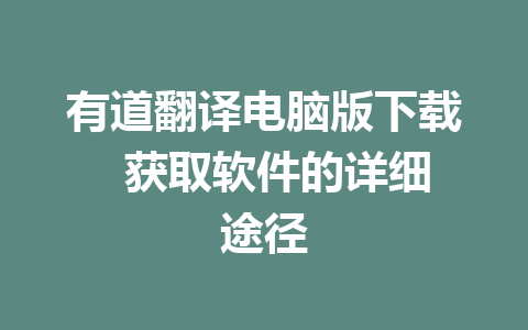 有道翻译电脑版下载  获取软件的详细途径