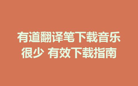 有道翻译笔下载音乐很少 有效下载指南